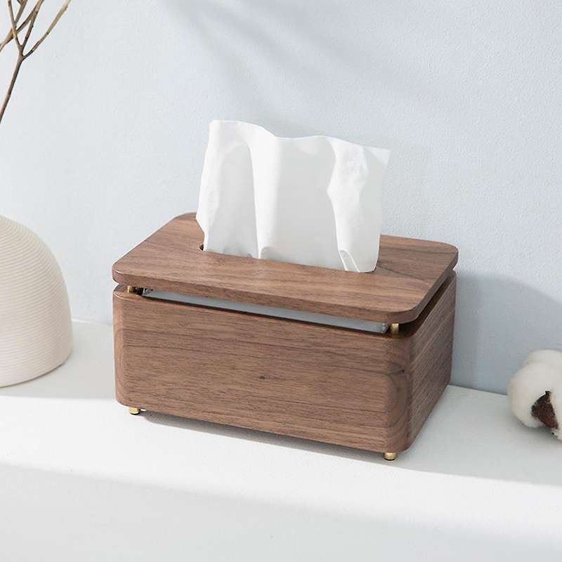 Bedroom Coffee Table Walnut Tissue Box Simple Living Room Decor (l)