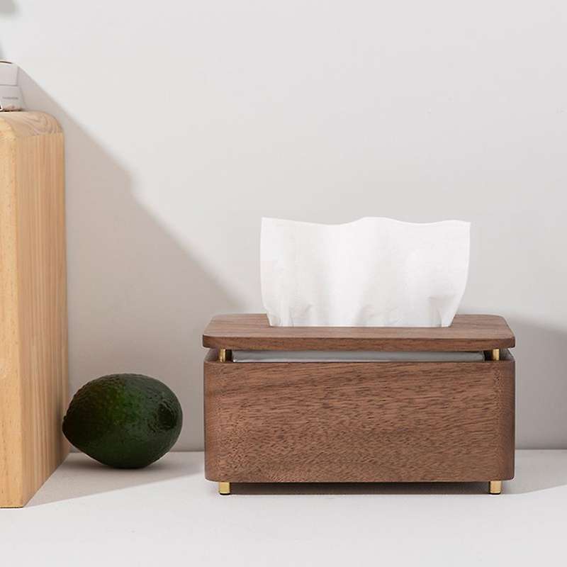 Bedroom Coffee Table Walnut Tissue Box Simple Living Room Decor (l)