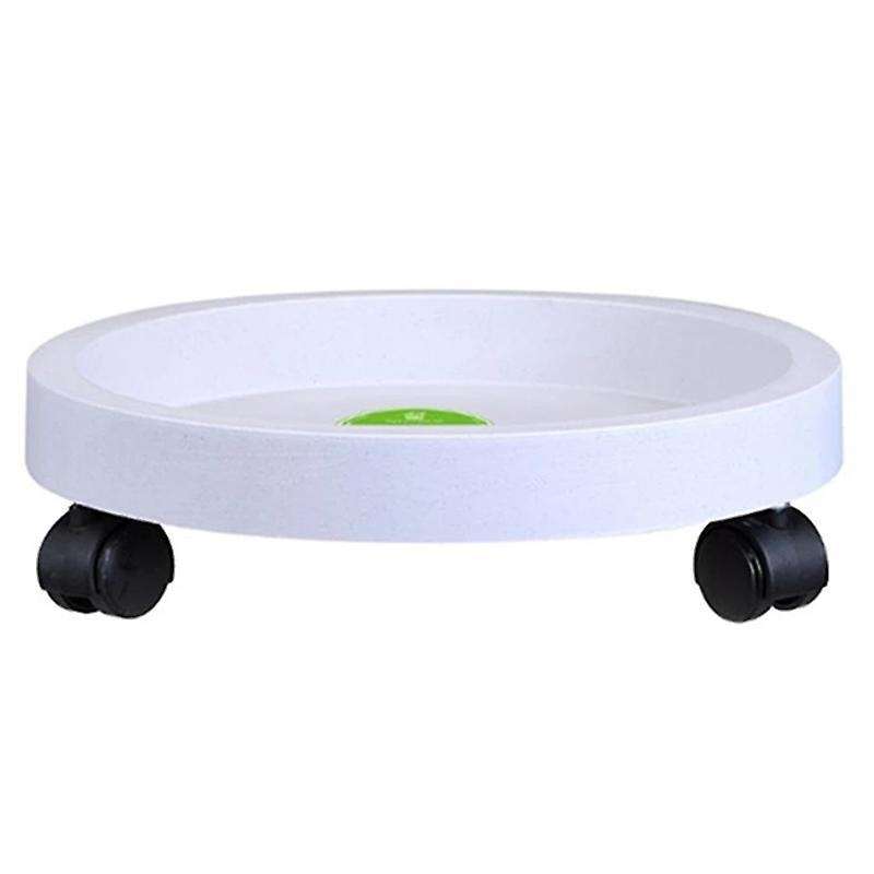 Removable Flower Pot Tray Universal Wheels Plastic Pot Rack-white