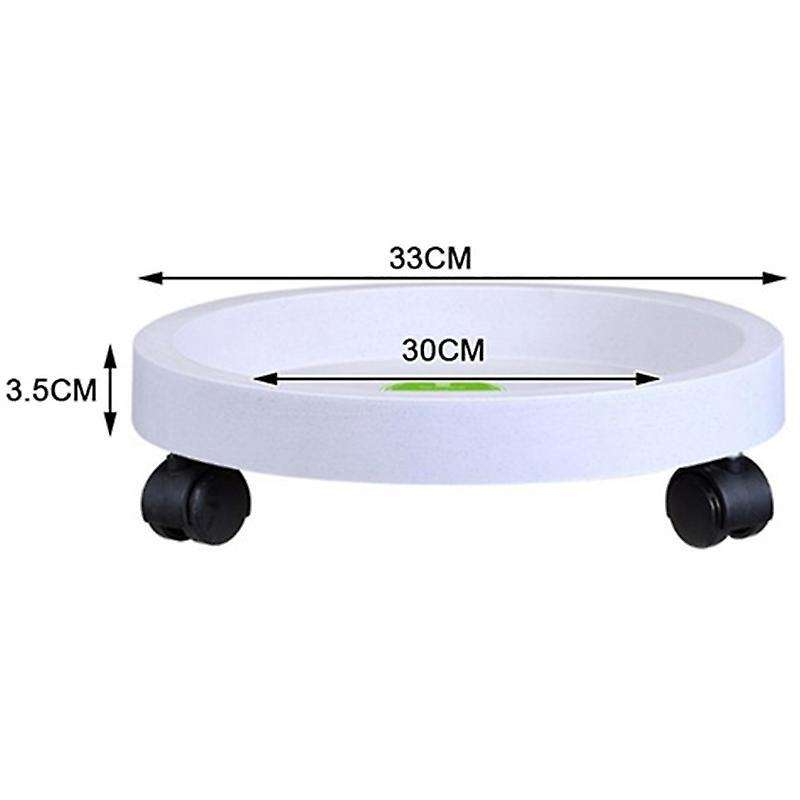 Removable Flower Pot Tray Universal Wheels Plastic Pot Rack-white