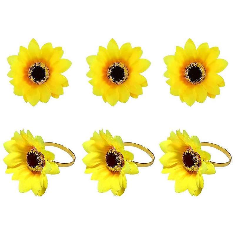 Sunflower Napkin Rings Set Of 6, for Table Parties (yellow-sunflower)