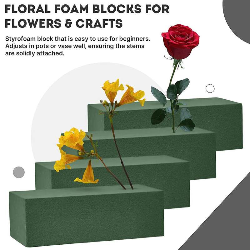 4pcs Floral Foam Blocks for Crafts, Wet Florist Foam 9.1x4.3x2.95inch