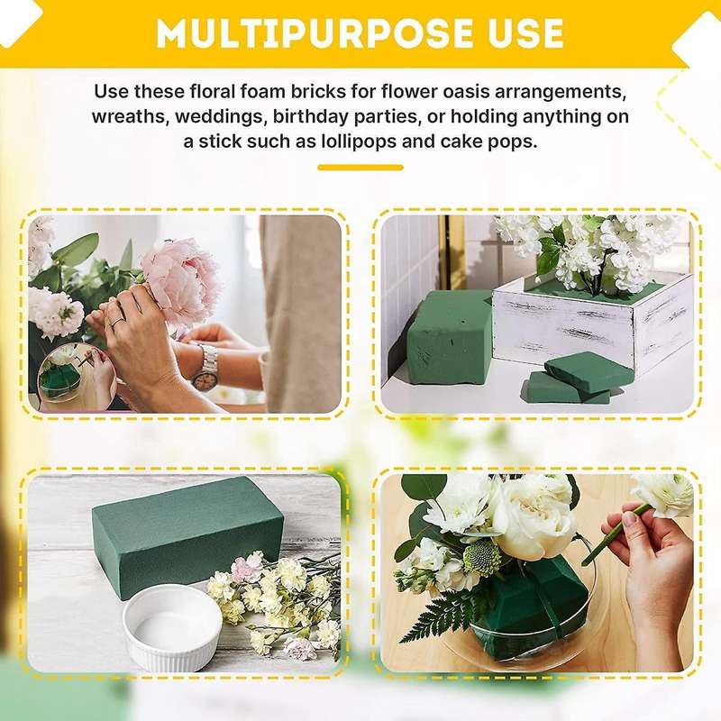 4pcs Floral Foam Blocks for Crafts, Wet Florist Foam 9.1x4.3x2.95inch
