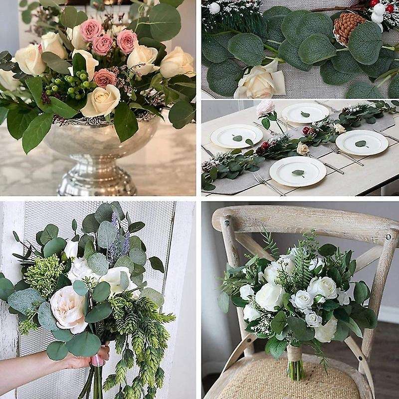 12 Pcs Artificial Eucalyptus Greenery Stems Leaves  (with Lavenders)
