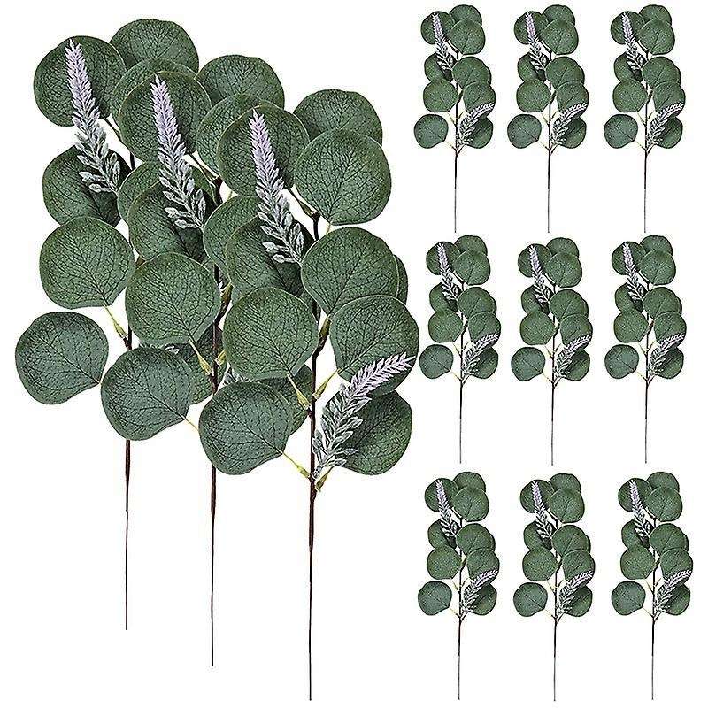 12 Pcs Artificial Eucalyptus Greenery Stems Leaves  (with Lavenders)