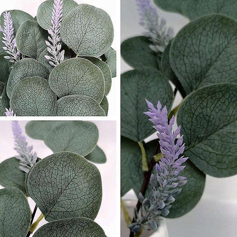 12 Pcs Artificial Eucalyptus Greenery Stems Leaves  (with Lavenders)