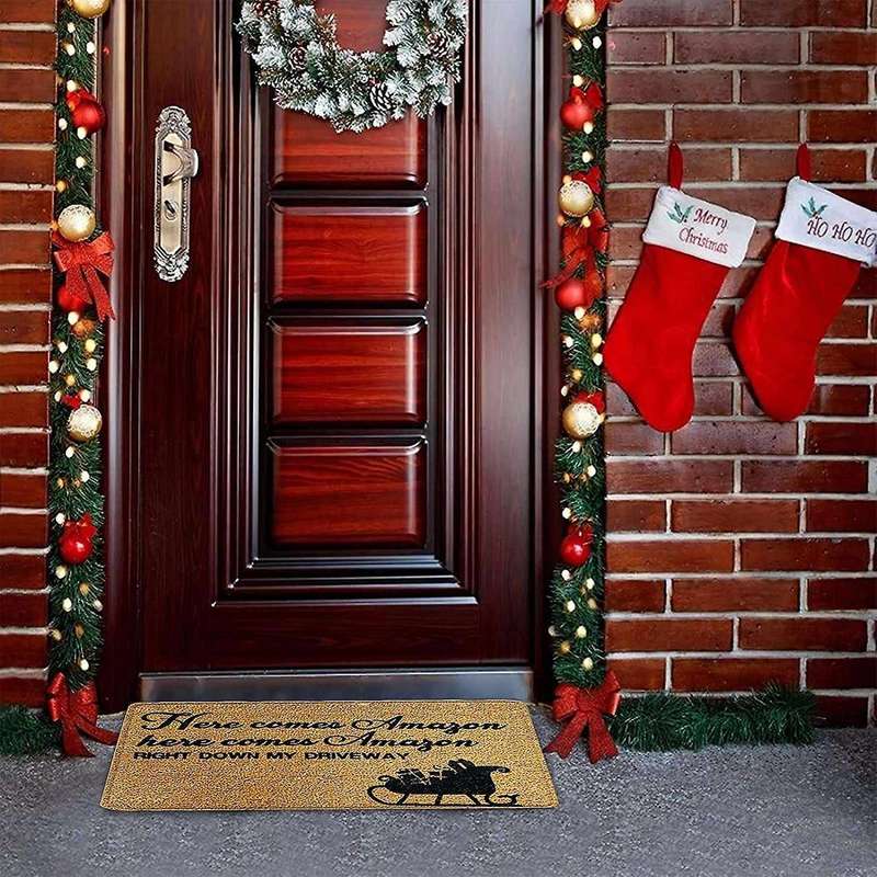 Christmas Doormat Floor Mat Non Slip Blanket Indoor Outdoor Rug-c