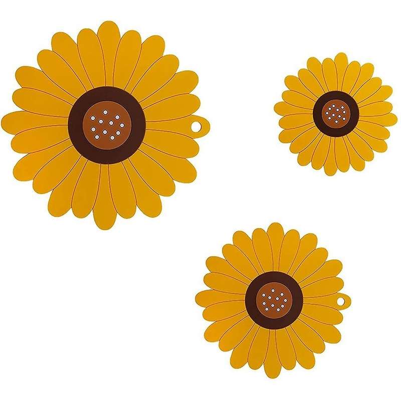 3 Pcs Pvc Trivet Mat,sunflower Anti-heat Pan Mat,for Hot Dishes, Pots