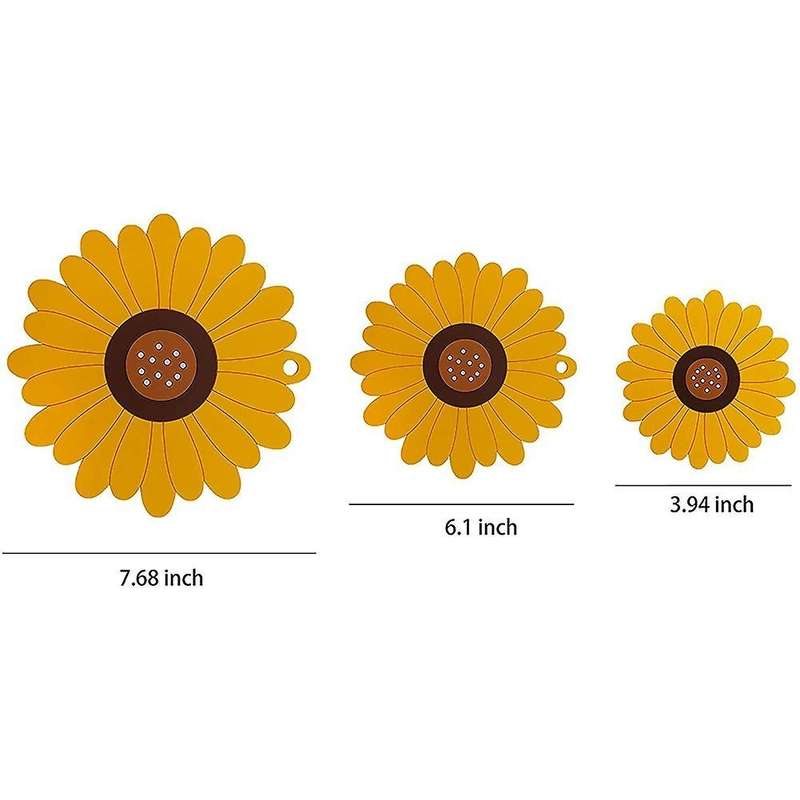 3 Pcs Pvc Trivet Mat,sunflower Anti-heat Pan Mat,for Hot Dishes, Pots