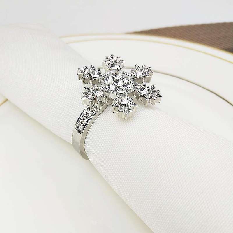 6 Pcs Snowflake Napkin Rings Set