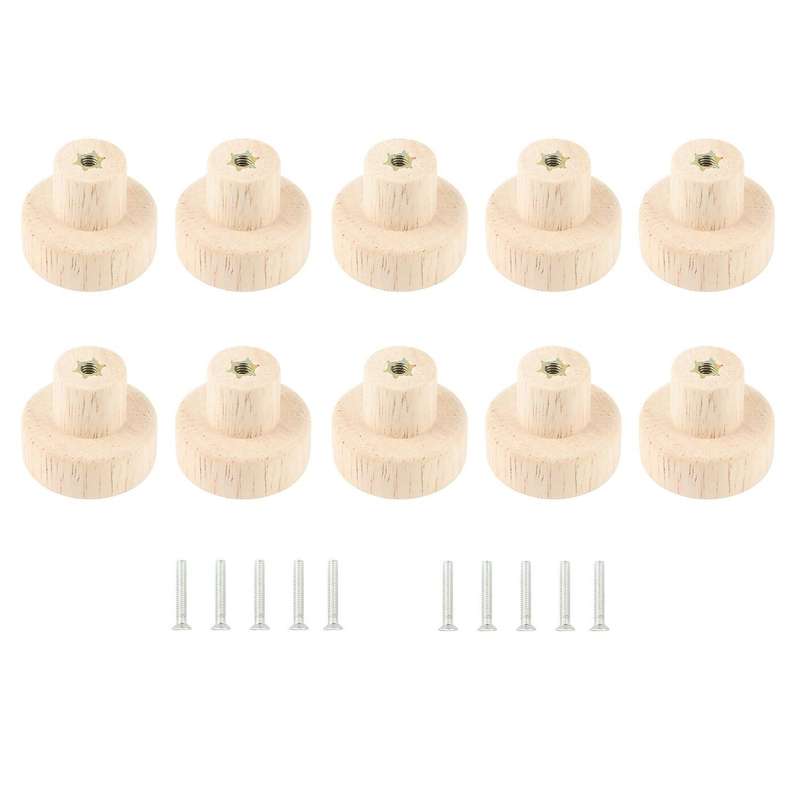 10pcs Wood Round Pull Knobs for Cabinet Drawer Handle Furniture S