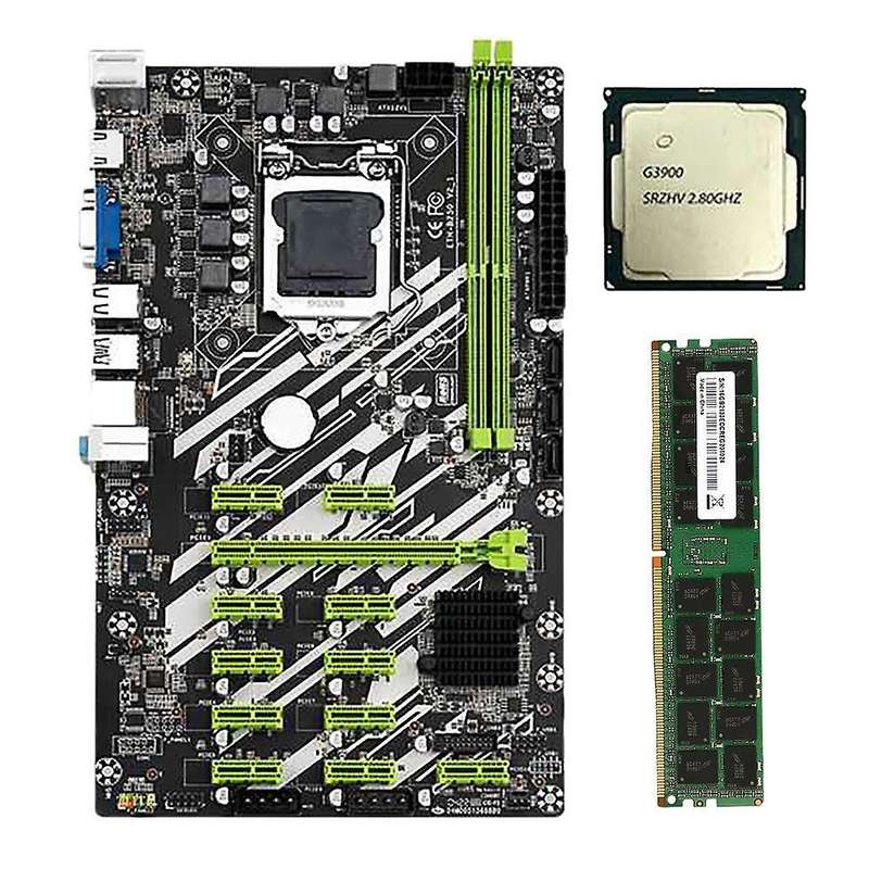 B250 Btc Mining Motherboard Set with G3900 Cpu+8g Ddr4 Ram+sata Cable