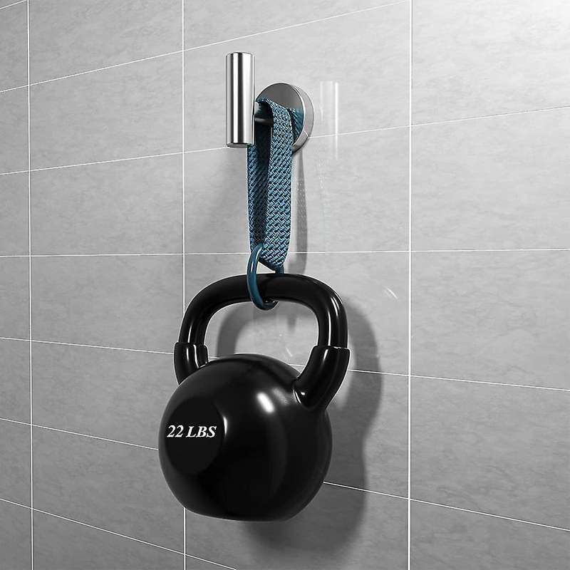 2pcs Brushed Silver Self Adhesive Hooks for Hanging Bath Wall