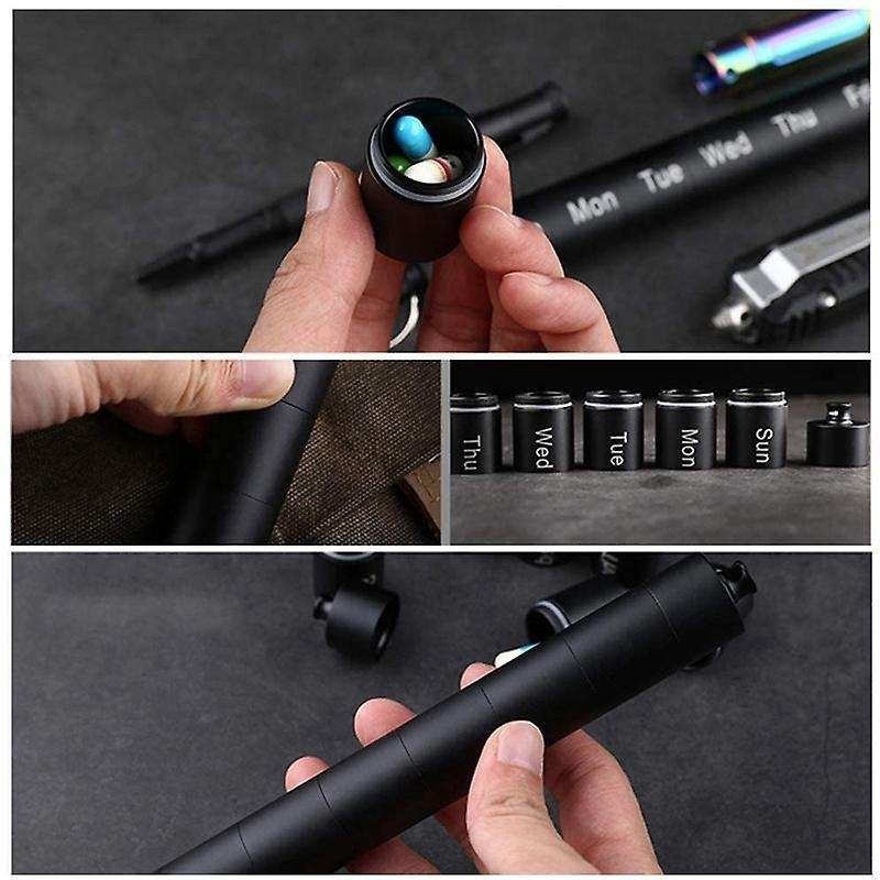 Black Metal Pill Box Organizer,7 Days Pill Organizer,waterproof Case