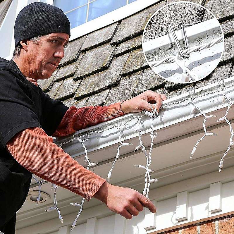 Christmas Light Clips Gutter Grid Hooks Light Hanger (silver)