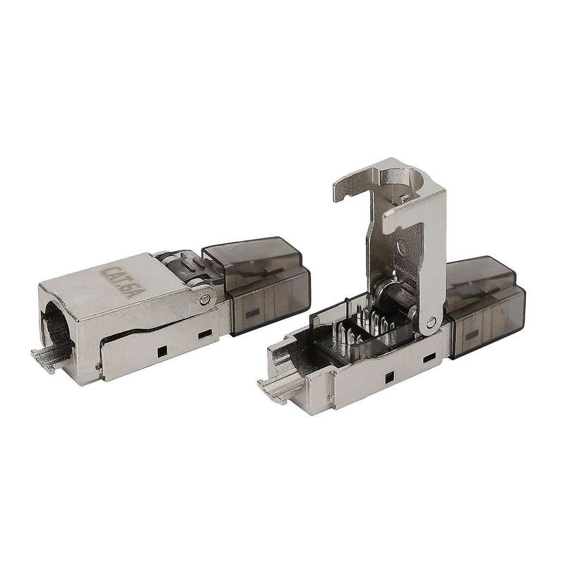 2pcs Cat6a Shielding Crystal Head Rj45 Connector Module Toolless