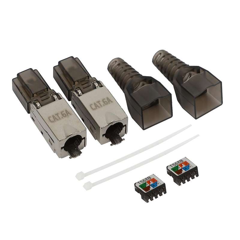 2pcs Cat6a Shielding Crystal Head Rj45 Connector Module Toolless
