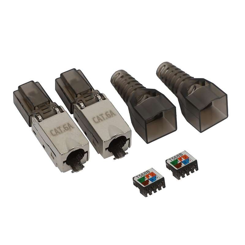 2pcs Cat6a Shielding Crystal Head Rj45 Connector Module Toolless