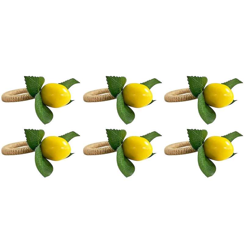 6pcs Simulation Lemon Plant Napkin Ring Fruit Meal Buckle Napkin Ring