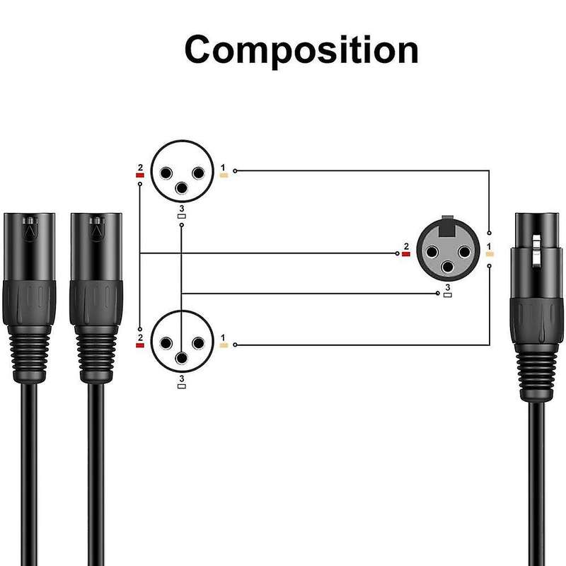 Xlr Splitter Cable 3-pin 1 Xlr Male to Dual Xlr 2 Female Patch Cable