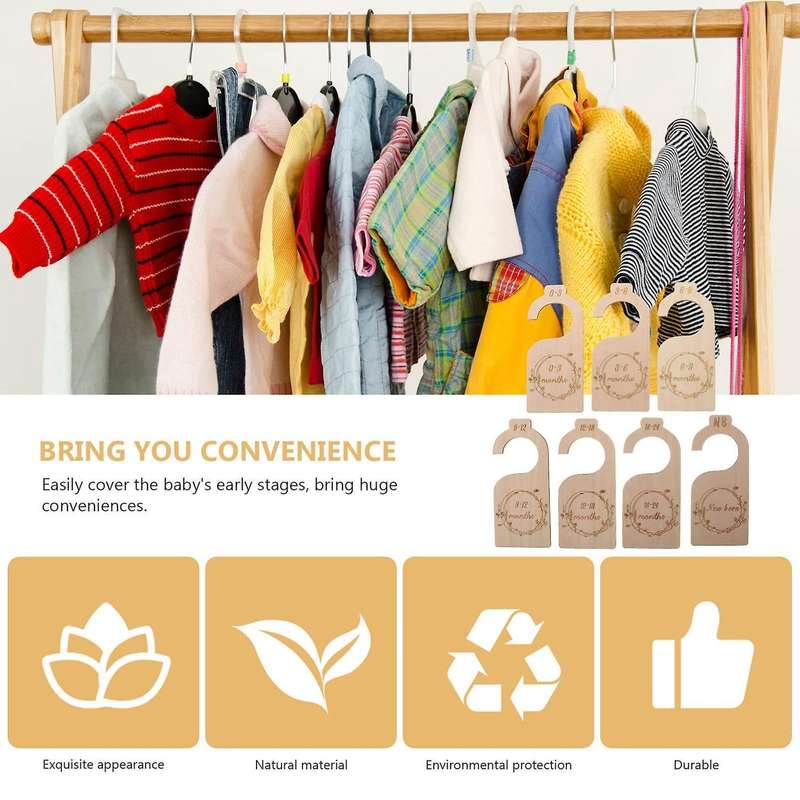 7 Pcs Baby Closet Size Divider Wooden Baby Closet Organizers