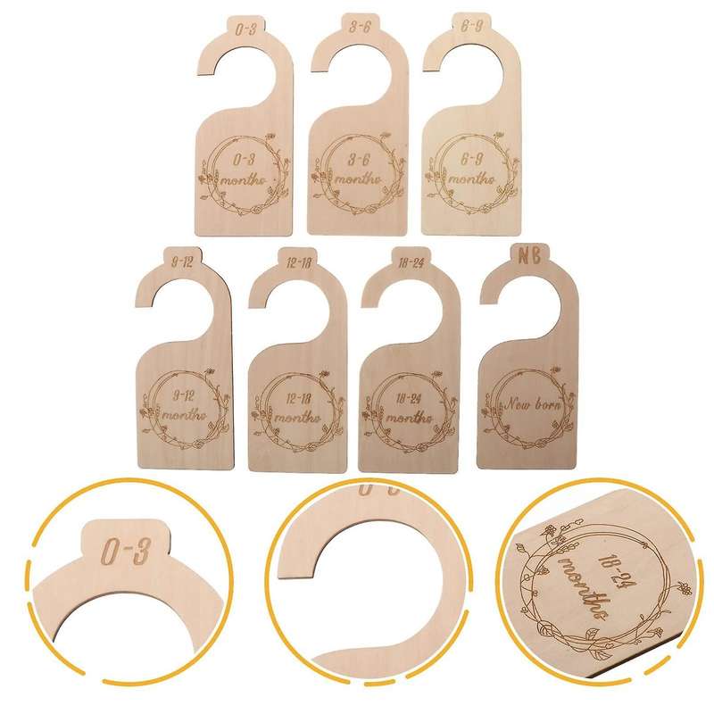 7 Pcs Baby Closet Size Divider Wooden Baby Closet Organizers