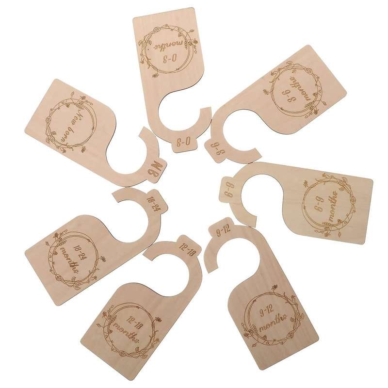 7 Pcs Baby Closet Size Divider Wooden Baby Closet Organizers