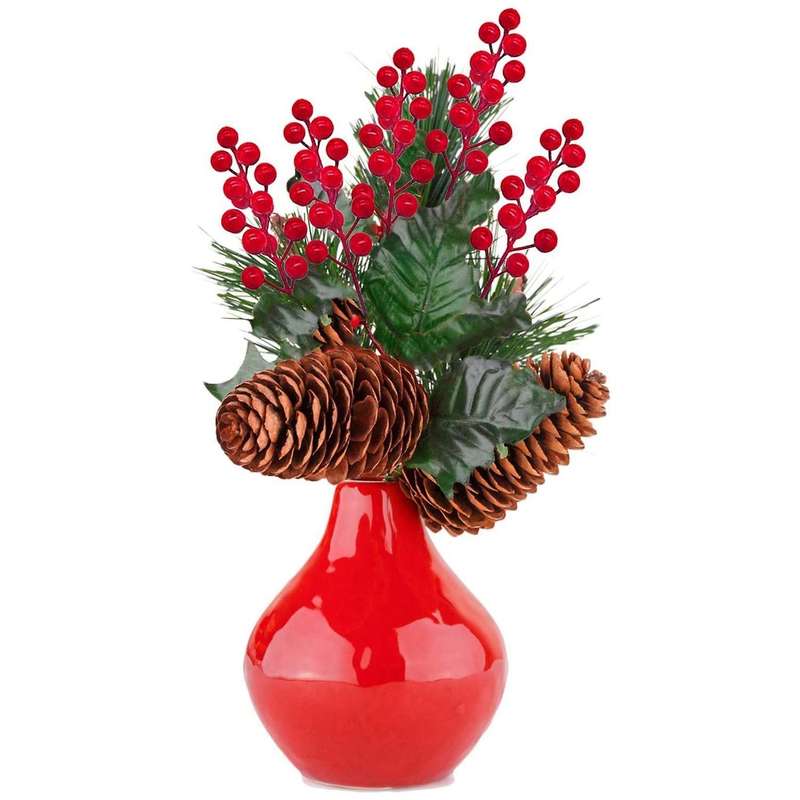24 Pack 7.9 Inch Christmas Berries Holly Branch for Christmas Tree