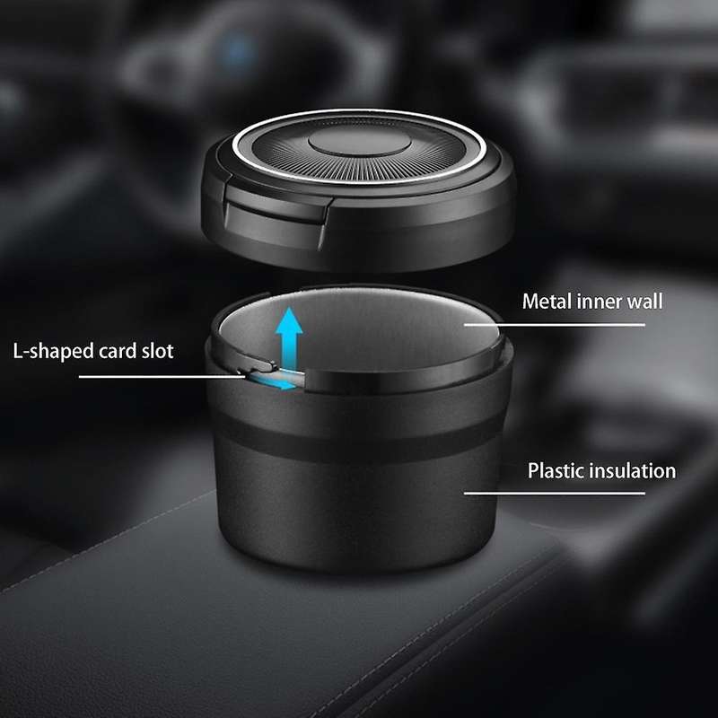 Portable Ashtray with Led Light Auto Moke Cup Holder Ash Tray,black