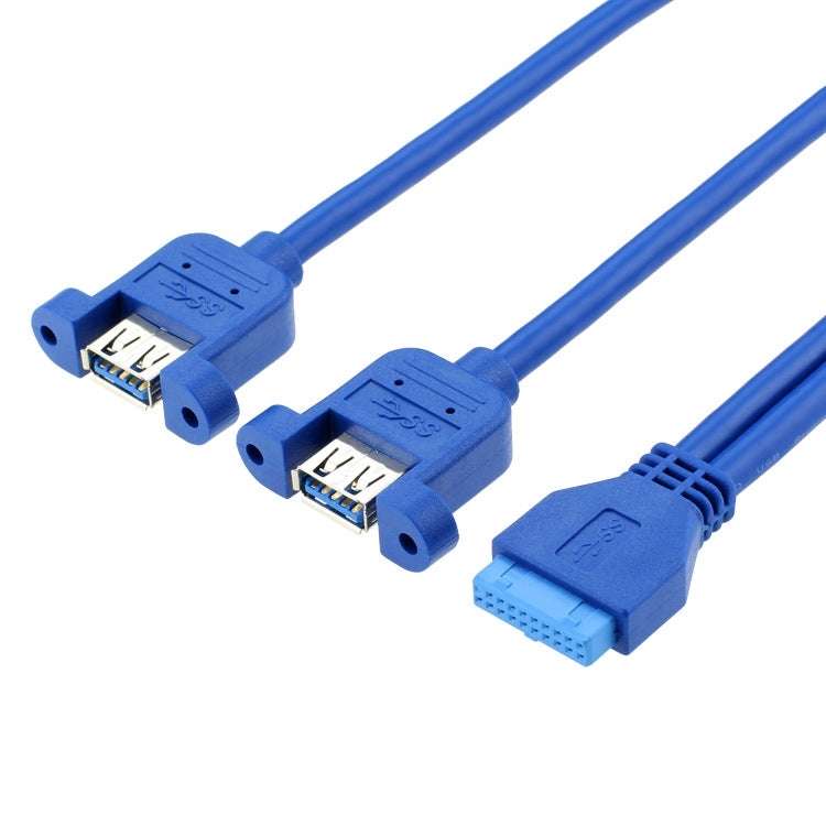 50CM USB3.0 Data Cable Motherboard 20p to Dual Usb3.0 Baffle Line with Ear