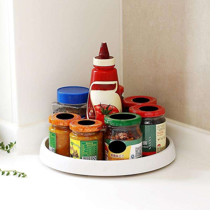 1pcs Kitchen Condiment Round Rotating Storage Tray Tpr Home B