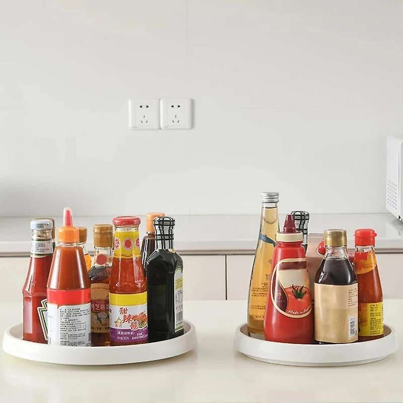 1pcs Kitchen Condiment Round Rotating Storage Tray Tpr Home B
