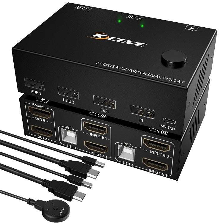 KC-KVM202 430HZ Dual Screen Extension Replication Dual Channel HDMI Different Display  KVM Switch...