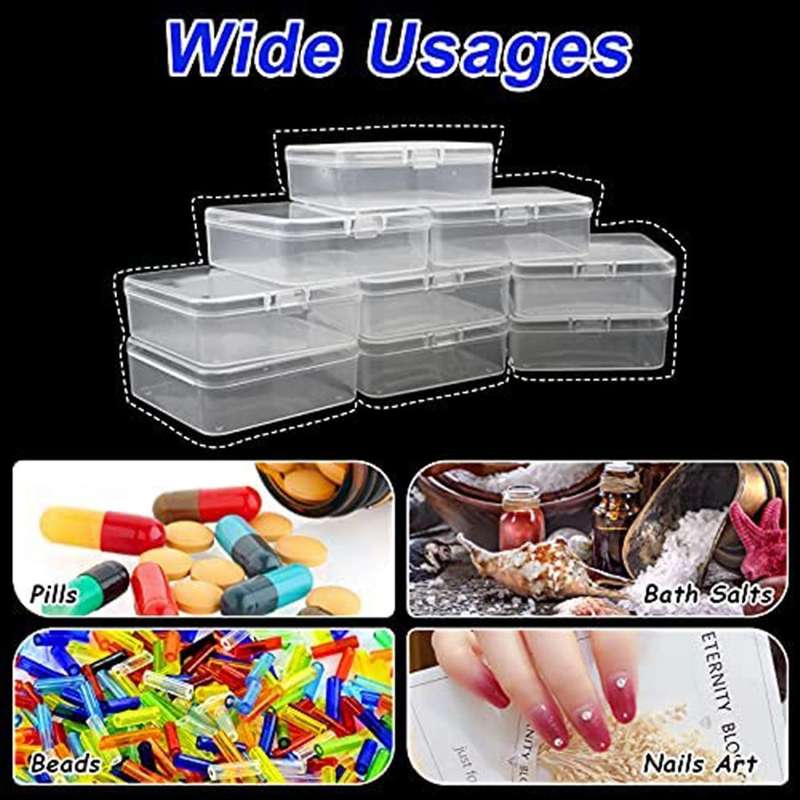 14 Pack Clear Plastic Storage Containers Box with Hinged Lid