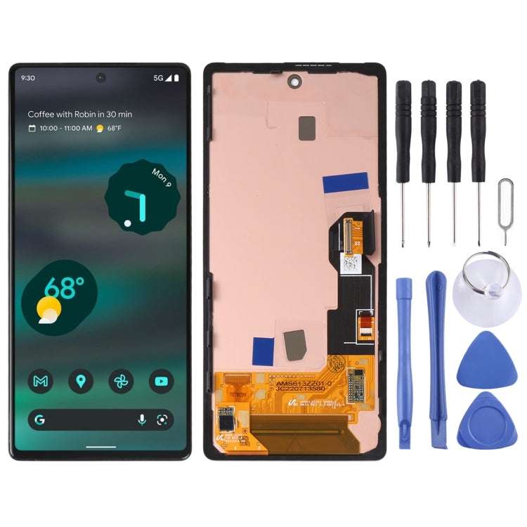 Original LCD Screen for Google Pixel 6A GX7AS GB62Z G1AZG Digitizer Full Assembly with Frame (Black)