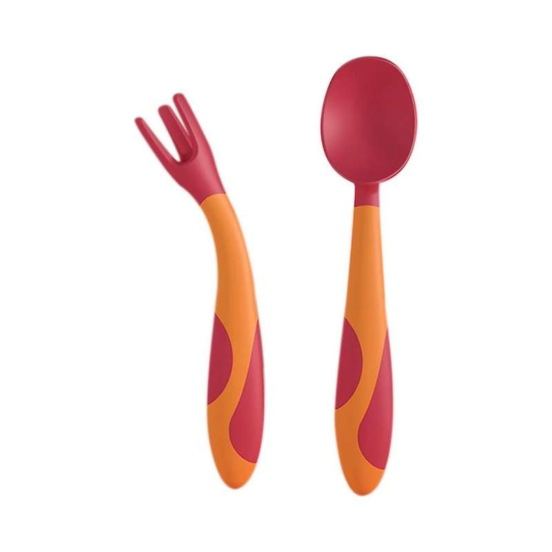 Misuta Baby Training Fork,spoon Kit Flectional Handle Tableware 2