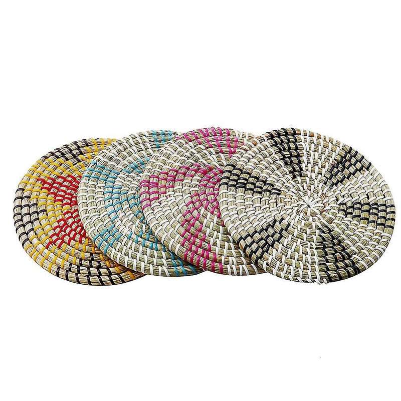Straw Round Home Dining Table Heat Insulation Pad Coaster (c)