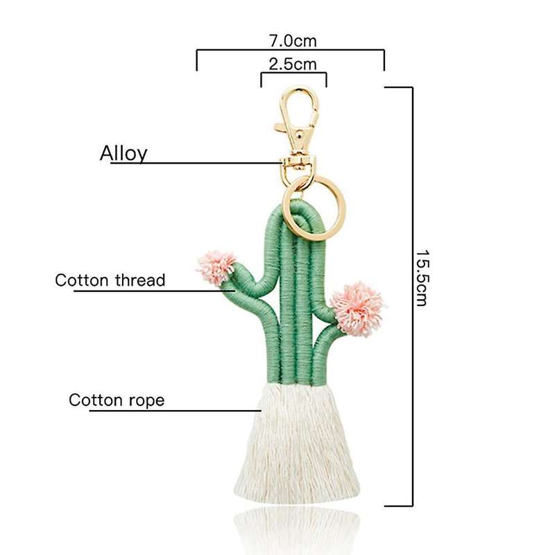 3 Pack Women Girls Boho Weaving Cactus Tassel Keychain Bag Keyring
