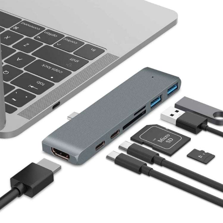 TYPE-C to 4K HDMI HUB Docking Station TF/SD Card Reader for MacBook Pro(Grey)