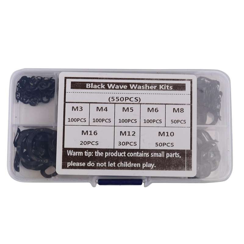 Black Steel Ring Washers 65mn Kits-m3 M4 M5 M6 M8 M10 M12 M16 550 Pcs