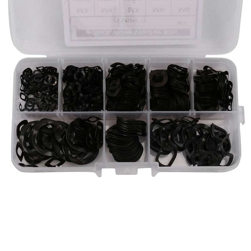 Black Steel Ring Washers 65mn Kits-m3 M4 M5 M6 M8 M10 M12 M16 550 Pcs