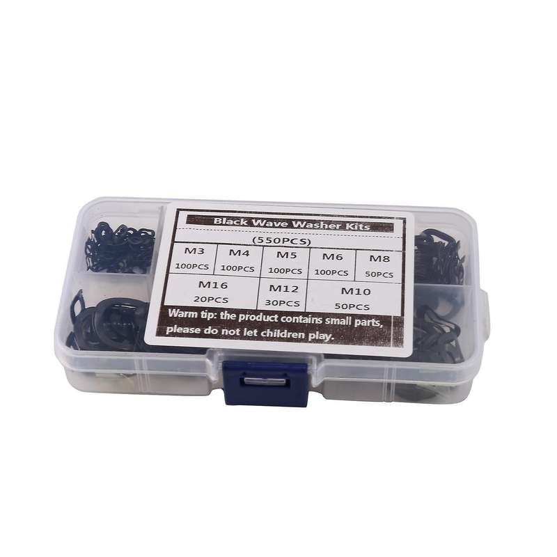 Black Steel Ring Washers 65mn Kits-m3 M4 M5 M6 M8 M10 M12 M16 550 Pcs