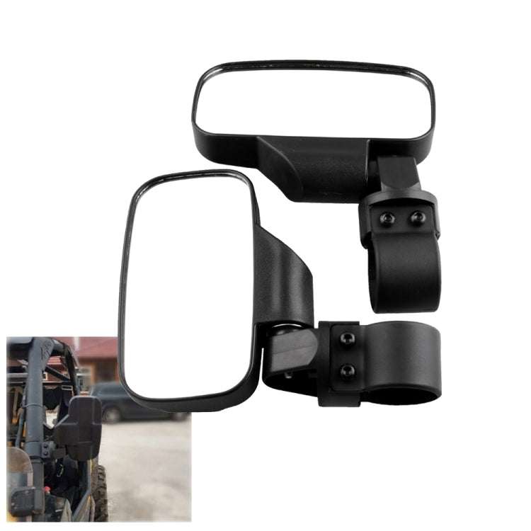 MB-MR016-BK 2 PCS Motorcycle UTV Modified Side View Mirrors for UTV with 1.75 inch and 2 inch Rol...