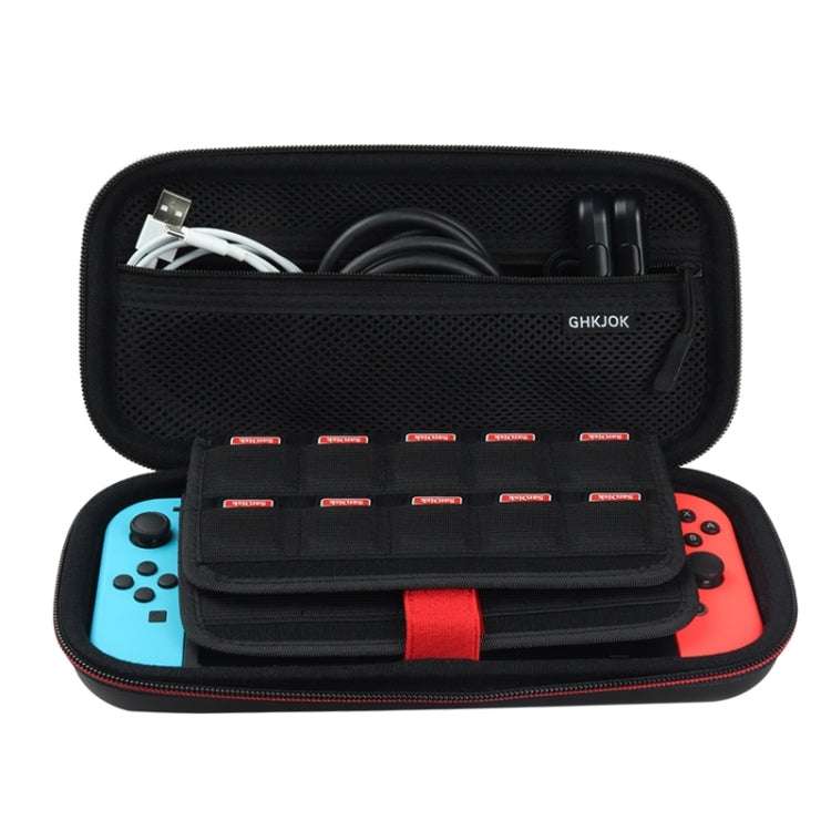 CHKJOK GH1731 Game Console Hard Shell EVA Protective Case for Nintendo Switch OLED(Black)
