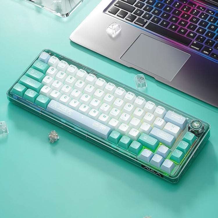 AULA F68 Transparent Customized Wired/Wireless/Bluetooth Three Model RGB Pluggable Mechanical Key...