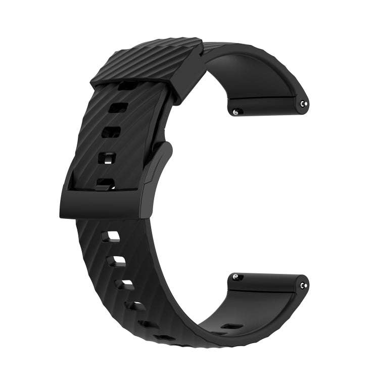 for Suunto 7 24mm Solid Color Silicone Watch Band(Black)