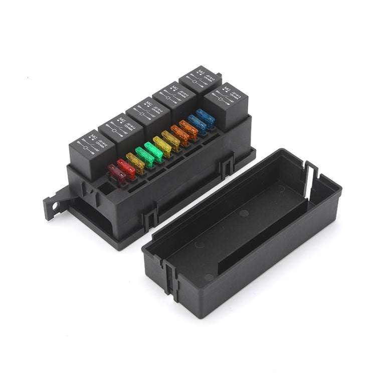 Car Modified 12V / 4Pin / 40A Black Shell 11-Way Fuse with 6-Way Relay Car Machine Cabin Link Inn...