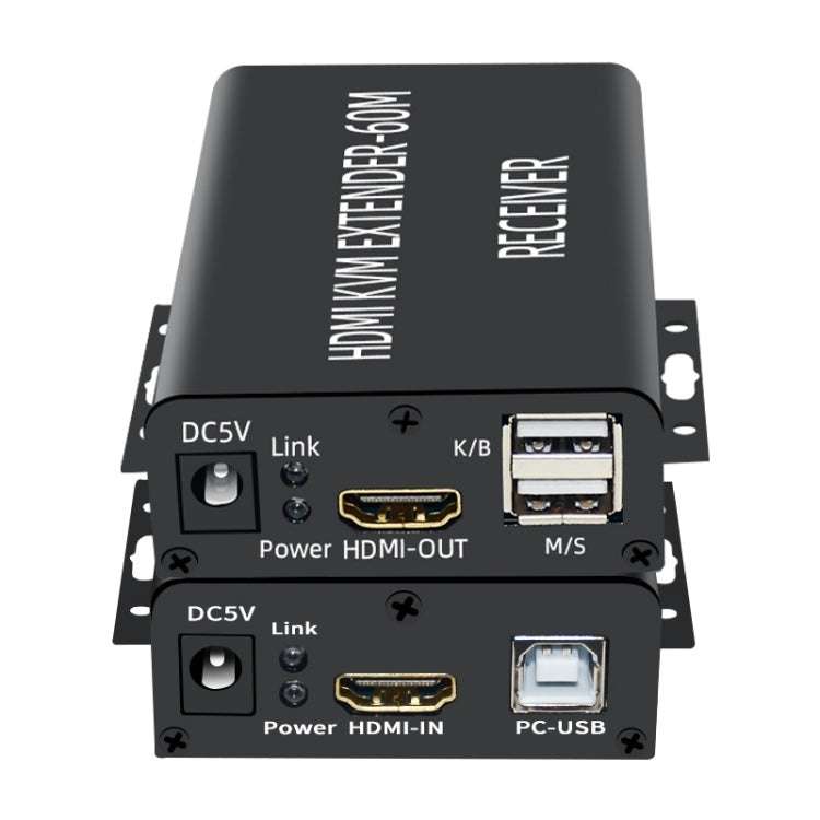 BW-HKE60A HDMI 60m KVM with USB Extender Support POE Single-End Power Supply with US Plug(Black)