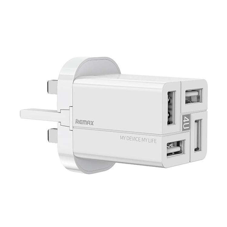 REMAX RP-U43 3.4A 4 USB Port Fast Charger, Specification:UK Plug(White)