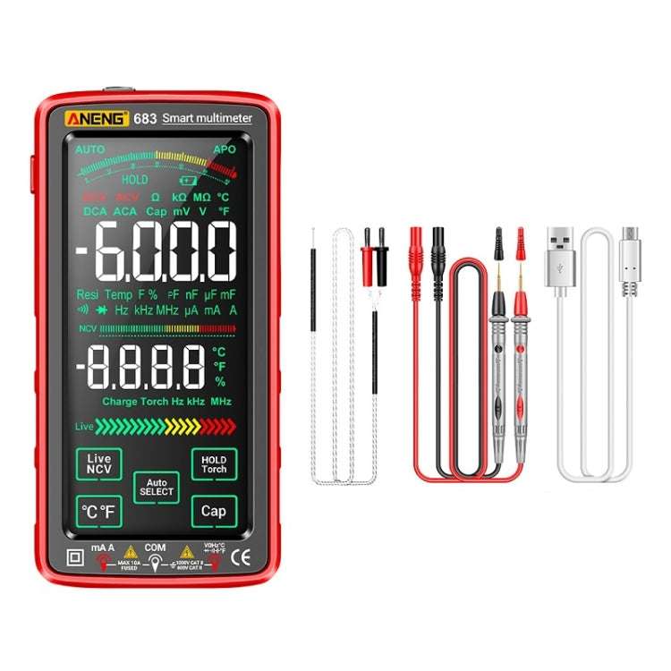 ANENG 683 Smart Touch Screen Automatic Range Rechargeable Multimeter(Red)
